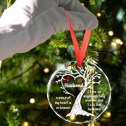 Memorial Sympathy Gifts for Loss of Husband Loved One, in Memory of Loved One Gifts, Bereavement Remembrance Gift for Loss of Husband, Memorial Gift for Men Glass Ornament