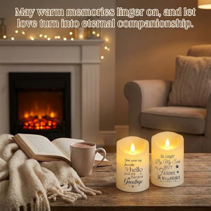 Copkim 2 Pcs Dog Memorial Gifts for Loss of Dog Flameless Memorial Candles LED Pet Loss Sympathy Candles Gifts for Pet Lovers Friends Families in Memory of Doggie Passing Away