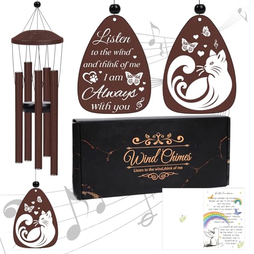 Pet Memorial Gift for Loss of Cat - Pet Memorial Wind Chimes for Loss of Cats Cat Sympathy Gifts Pets Remembrance Wind Chimes for Outside Garden Patio Condolence - color: Cat