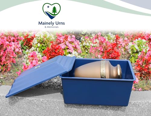 LegacyGuard Durable Polymer Burial Urn Vault for One Cremation Urn - Ground Burial Protection - Gray, Navy Blue, Green, and White - Made in the United States (Navy) - color: Navy