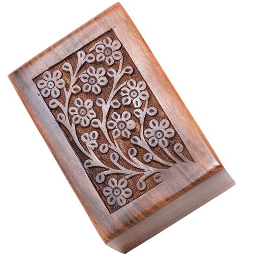 Handcrafted Keepsake Wooden Urn Box for Ashes - Beautiful Wooden Urn Tree of Life Design Handmade Rosewood Cremation Urns - Small Wood Box Cremation urns - size: Medium