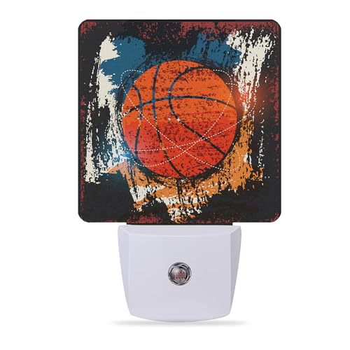 Night Lights Plug into Wall Vintage Grunge Basketball Night Lights Dusk to Dawn Sensor Led Lamp for Women Men,Led Lights for Stairway/Hallway/Bedroom,0.5W - color: Vintage Grunge Basketball