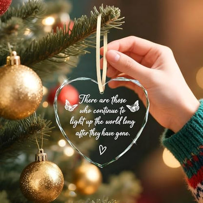 Memorial Gifts – Sympathy Gift for Loss of Loved One Heart Glass Ornament, Condolence, Remembrance In Loving Memory of Mother Father Husband Brother, Comfort Bereavement Christmas Decor Keepsake - style: Heart-There Are