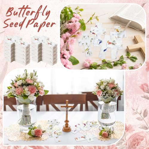 Dunzoom 100 Pcs Handmade Wildflower Seed Paper Tags,Cross Shape - style: Cross Shape