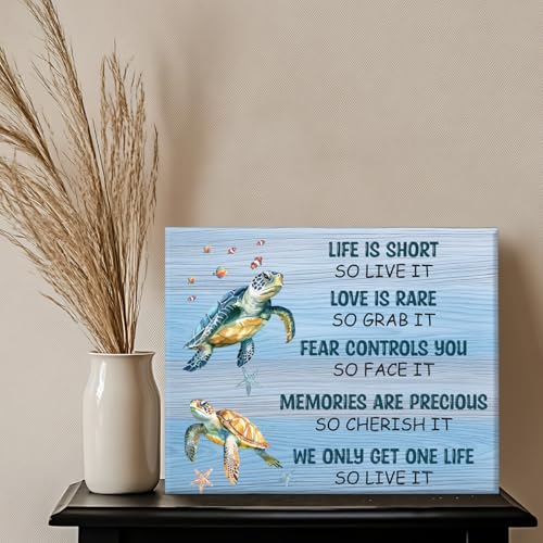Sea Turtle Canvas Wall Art Inspirational Turtle Ocean Poster Wall Decor - color: Sea Turtle