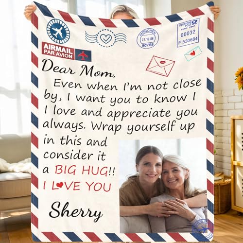 Ship Next Day,Custom Blankets with Picture,Personalized Photo Blankets with Name,Gifts for Mom Dad,I Love You Gifts for Her Him,Customized Birthday Gifts for Momther Father from Daughter Son - color: Blanket 05 - Love