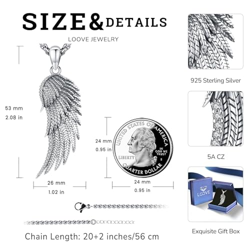 Angel Wings Necklace 925 Sterling Silver Guardian Angel Nurse RN Caduceus Pendant Charm Crystal Angel Jewelry Gifts for Women - style: C-Angel Wing