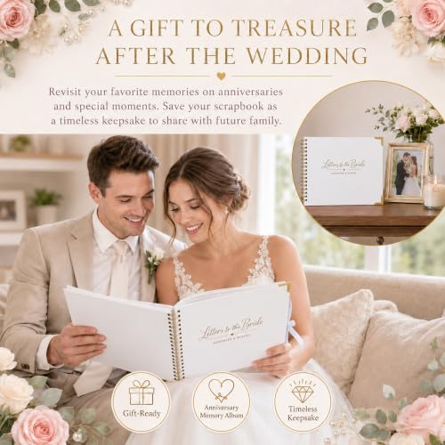 Letters to the Bride Scrapbook Kit, Bridal Shower Guest Book Alternative - color: white