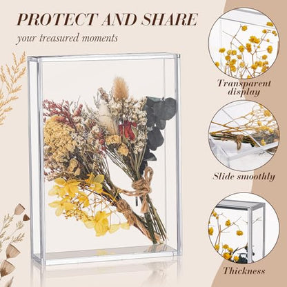 Barydat 2 Pcs 5" x 7" Acrylic Shadow Boxes Display Cases, Shadow Box DIY Frame Clear Acrylic Display Cases Wedding Memory Dried Flower Container Picture Photo Frame for Valentine Day Wedding - size: 5 x 7''