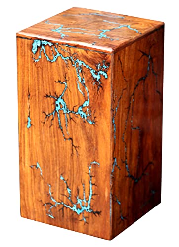Engraving Wooden Urn - Amazing Epoxy Resin Design Urn Keepsake - Professional Wooden Urns for Human Ashes Adult - Burial-Cremation Urns - Funeral Urn. (11" x 6" x 6") - color: 11" x 6" x 6"