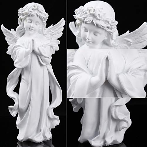 H&W Angel Statue, Angel Figurine, Adorable Flower Girl Decorative Ornaments | 12.5''H, Home Decor Fairy Prayer, Pray for Your Family, Christmas & Thanksgiving Day Decoration 【A】