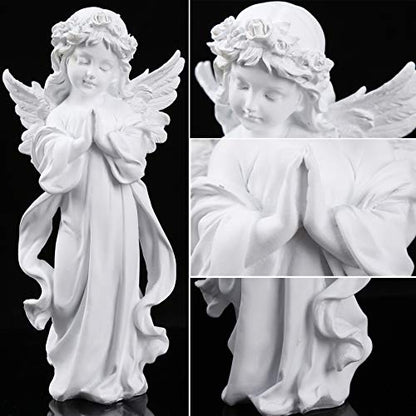H&W Angel Statue, Angel Figurine, Adorable Flower Girl Decorative Ornaments | 12.5''H, Home Decor Fairy Prayer, Pray for Your Family, Christmas & Thanksgiving Day Decoration 【A】