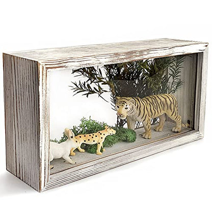 Shadow Photo Frame,Wooden Double-Sided High-Definition Plexiglass Storage Box, DIY Display Box, Suitable for Dried Flowers, Specimens, Handicrafts, Baby Souvenirs and Photos (Rustic White) - color: Rustic White
