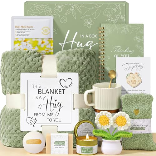 Sympathy Gifts for Loss of Loved One Sympathy Gift Baskets Bereavement Gift | Memorial Condolences Gift for Loss of Mother Father Husband Mom Dad, Hug In A Box Grief Miscarriage Gifts for Mothers Women - color: Sage Green