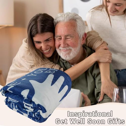 Healing Hug Blanket 60"x50", Inspirational Gifts for Men, Comfort Items Chemo Patients, After Surgery Recovery Gifts, Cancer Get Well Gifts for Men, Blue - color: You Are-blue