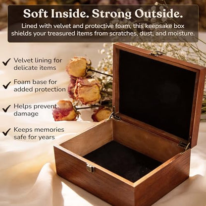 shop4ever Custom Wooden Keepsake Box, Engraved Your Text Or Logo Design | Personalized Design, Photo Holder, Document Holder, Memory Keeper, Keepsake Container, Wood Case With Lid