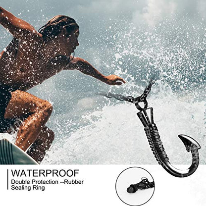 abooxiu Fishing Heart Hook Urn Necklace for Ashes Fish Heart Hook Stainless Steel Cremation Jewelry - Black - color: Black, style: Engraving
