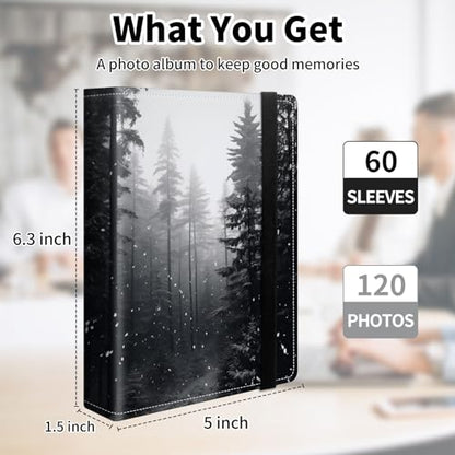 Photo Album 4x6 120 Pockets Photos with Elastic Band, Cute PU Leather Photo Books Small Mini Capacity Picture Album for Family Wedding Travel Anniversary Baby Vacation Pictures, Forest - color: Forest