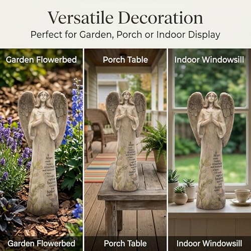 Ivy Home Resin Garden Statue Standing Praying Angel Garden Statuary for Outdoor Decor
