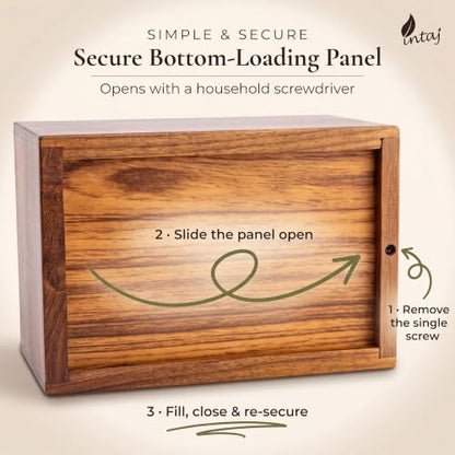 Rosewood Cremation Urn for Human Ashes, Tree of Life, Large 180 lb | Hand-carved solid sheesham rosewood, screw-locked sliding base, engraving available, holds up to 180 lb - color: Rosewood Tree of Life, size: Large (180 lb)