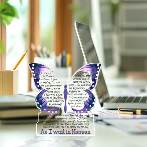 MY-ALVVAYS Sympathy Gifts for Loss of Loved One, Memorial Gifts for Loss of Mother Father Husband Wife, Grief Gift Bereavement Funeral Present, As I Wait in Heaven Keepsake Decorative Signs Plaques - style: Wait in Heaven