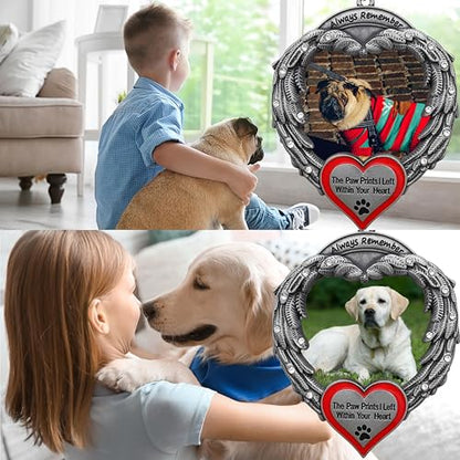 Dog Memorial Ornament Set of 3, Paw Prints Left Within Your Heart Sympathy Gift, Pet Loss Remembrance Hanging Ornaments with Gift Storage Bags, Bereavement Keepsake for Dog Mom, Dog Dad, Family, 4" - size: 3 Pieces - Standard