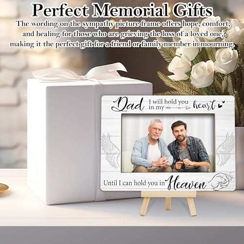Memorial Gifts Loss of Dad, Sympathy Picture Frame, Remembrance Gifts Wooden Photo Frame with Easel, 4x6 Bereavement Picture Frame for Tabletop Display - G05 - style: Loss of Dad