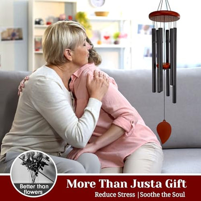 Small Wind Chimes for Outside, Wind Chimes Outdoor with 6 Tuned Tubes, Memorial WindChimes for Garden, Patio and Home - size: 26" BKLeaf