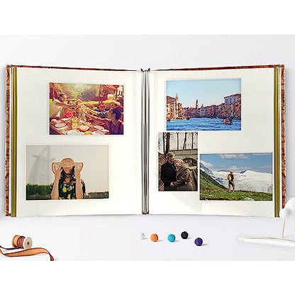 Holoary Self Adhesive Page Photo Album with Metallic Pen Magnetic Self-Stick Scrapbook for 3x5 4x6 5x7 6x8 8x10 Hand Made DIY 40 pages Albums, Printed Kraft Paper Cover Old Map Adventure Memory Book - color: World Map
