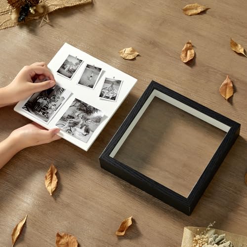 8x8 Shadow Box Frame with Thickened Acrylic Panel & Pins - color: Black+foam Back+foam Packaging, size: 8x8