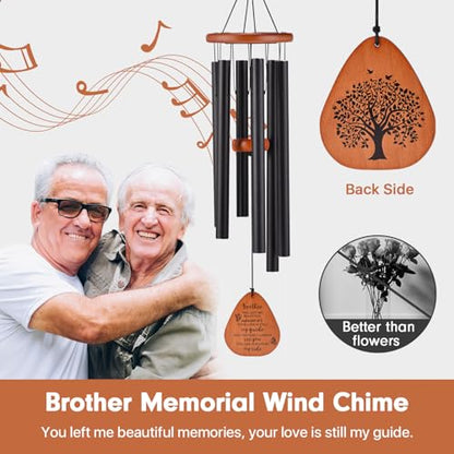 Memorial Sympathy Gifts for Loss of Brother, 32" Memorial Wind Chimes | Loss of Brother Sympathy Gifts, Remembrance/Bereavement Gifts for Loss of Brother, Windchimes in Memory of Brother - size: Black - Brother
