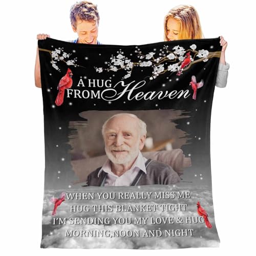 Custom Memorial Blanket with Photos for Loss of Loved One, Personalized Sympathy Blanket for Loss of Dad Mom Husband Wife Friend Loving Memory Personalized Memorial Gifts - color: Color 24
