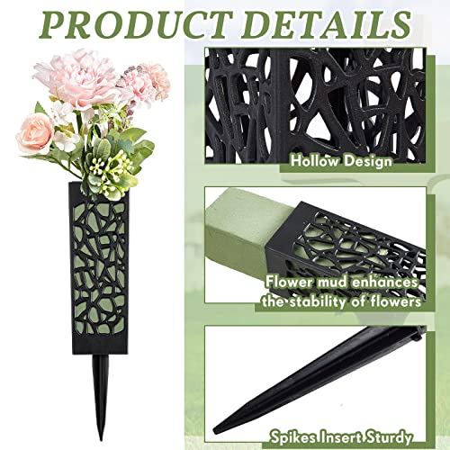 36 Pcs 12 Inch Cemetery Flower Vase with Ground Spikes & Foam for Memorials