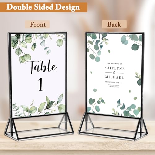 6 Pack 5x7 Inch Clear Acrylic Sign Holders, Double-Sided Black Display Stand Picture Frames for Table Numbers, Menus, Flyers, Weddings, and Offices - color: Black, size: 5" x 7"- 6 Pack