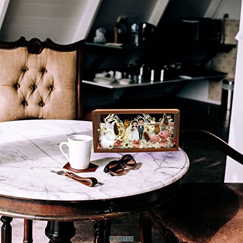Shadow Photo Frame,Wooden Double-Sided High-Definition Plexiglass Storage Box, DIY Display Box, Suitable for Dried Flowers, Specimens, Handicrafts, Baby Souvenirs and Photos (Walnut Brown) - color: Walnut Brown