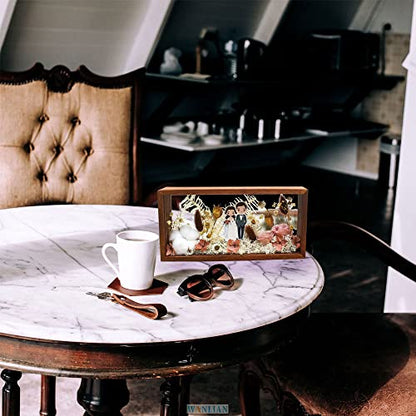 Shadow Photo Frame,Wooden Double-Sided High-Definition Plexiglass Storage Box, DIY Display Box, Suitable for Dried Flowers, Specimens, Handicrafts, Baby Souvenirs and Photos (Walnut Brown) - color: Walnut Brown