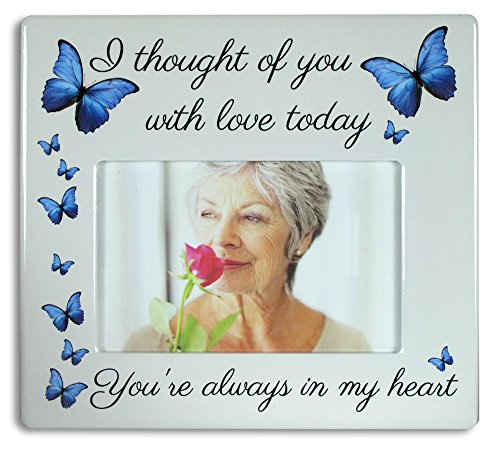 Memorial Picture Frame - I Thought of You with Love Today - Beautiful Tribute to The Loss of a Loved One - Butterfly Gifts - Sympathy - Measures 8"W x 7.25"H - Holds a 4" x 6" Photo (Pack of 2) - size: Not Customized (Pack of 2)