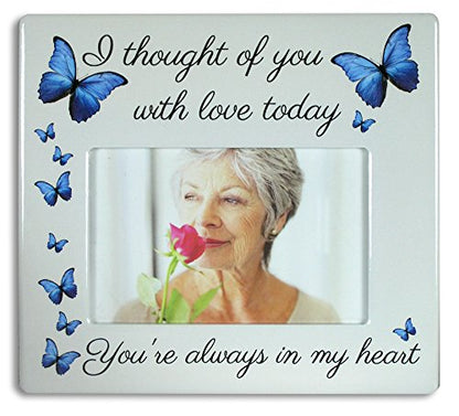 Memorial Picture Frame - I Thought of You with Love Today - Beautiful Tribute to The Loss of a Loved One - Butterfly Gifts - Sympathy - Measures 8"W x 7.25"H - Holds a 4" x 6" Photo (Pack of 2) - size: Not Customized (Pack of 2)