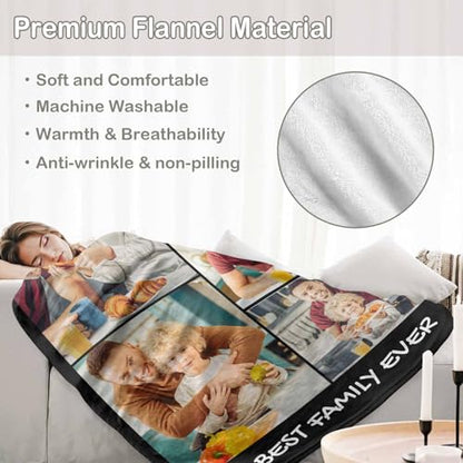 D-Story Custom Blanket with Photos Text Personalized Blankets and Throws Customized Fleece Picture Blanket for Adult Kid Funny Birthday Gifts for Family Couple Wife Husband 5 Photos - color: B2-5 Photos