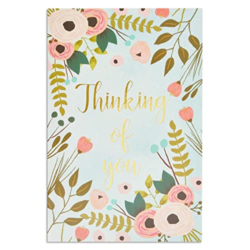 BEST PAPER GREETINGS 48 Pack Thinking of You Cards Bulk with Brown Envelopes, Gold Foil and Floral Design (4x6 In) - Thinking of You Cards with Envelopes