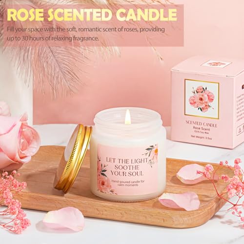 Gifts for Women, 9pcs Happy Birthday Gifts for Women, Christmas Ideas Mothers Day Gift Baskets Unique Rose Self Care Set Valentines Day Gift for Her Mom Sister Wife Friend Friendship Teacher - color: Pink