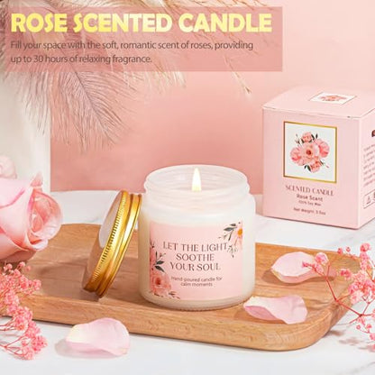 Gifts for Women, 9pcs Happy Birthday Gifts for Women, Christmas Ideas Mothers Day Gift Baskets Unique Rose Self Care Set Valentines Day Gift for Her Mom Sister Wife Friend Friendship Teacher - color: Pink