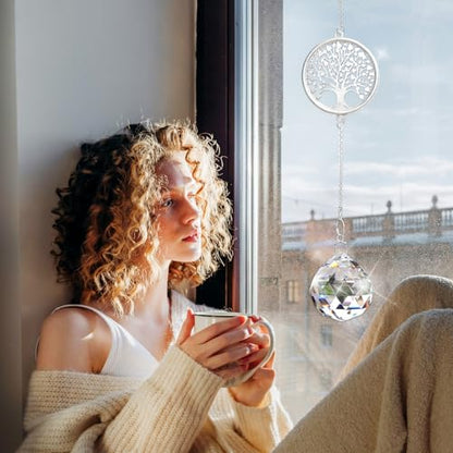 Sympathy Gifts for Loss of Loved One, Memorial Grief Gift Idea for Loss of Women Mom Dad, Condolences Bereavement Gift Crystal Ball Suncatcher in Memory of Grandma Son Daughter Friend Dog,Tree of Life