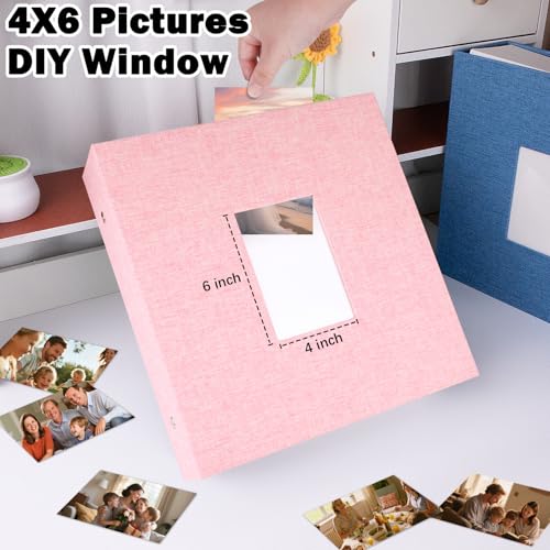Ruibytree Extra Large Capacity Photo Album 4x6 Pictures 1000 Pockets, Pink | Linen Cover, Horizontal & Vertical 4x6 Photos, Removable Acid-Free Pages, Front Display Window, for Family, Wedding & Travel - color: Pink