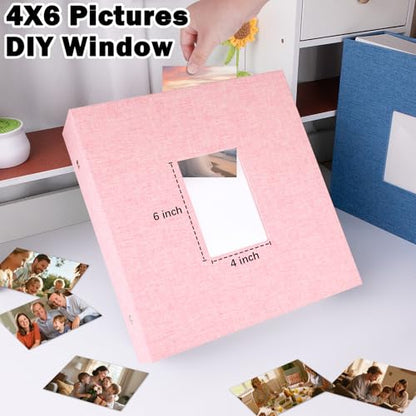 Ruibytree Extra Large Capacity Photo Album 4x6 Pictures 1000 Pockets, Pink | Linen Cover, Horizontal & Vertical 4x6 Photos, Removable Acid-Free Pages, Front Display Window, for Family, Wedding & Travel - color: Pink