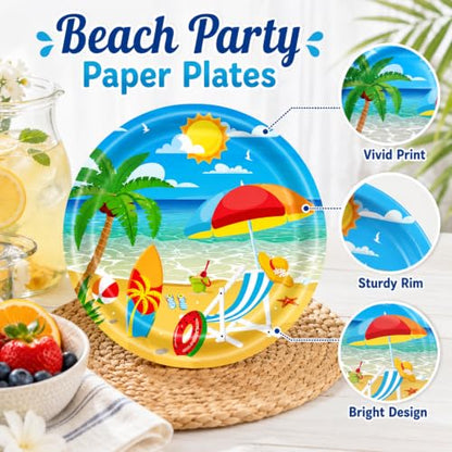 40 Pcs Beach Plates and Napkins, Large 9 Inch Tropical Hawaii Plates - color: Beach