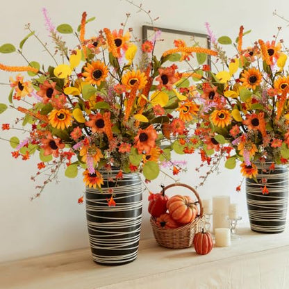 8PCS Artificial Fall Flowers, Fake Sunflower for Cemetery, Orange, 23in - color: Orange-8pcs