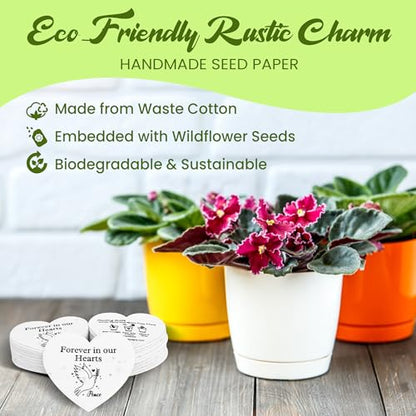 50 Plantable Seed Paper Funeral Favors for Guests - Handmade Seed Cards with Wildflower Seeds for Celebration of Life Events , Memorial Gifts, and Sympathy Cards -2.5 inch x 2 inch