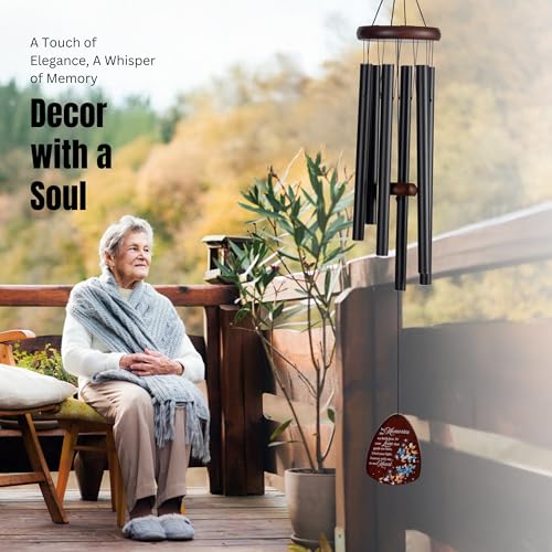 Memorial Wind Chimes for Loss of Loved One, Windchimes in Memory of a Loved One, Sympathy Gift Baskets, Bereavement Condolence Gifts, Memorial Gifts for Loss of Mom, 32" Sympathy Butterfly, Black - size: 32" Butterfly
