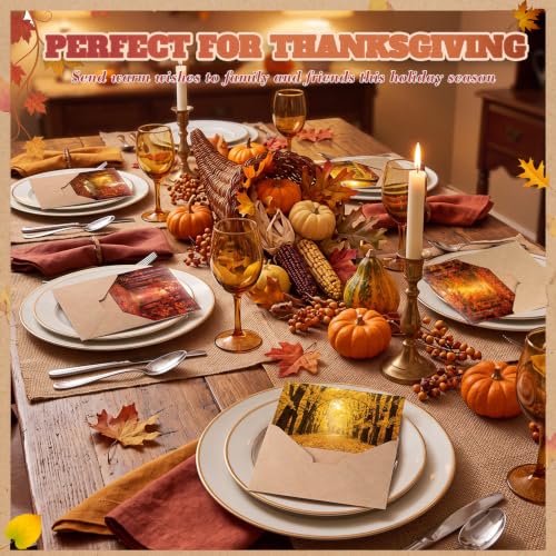 Eaasty 50 Sets Fall Greeting Cards with Envelopes Stickers, 4x6 Inch - style: Fall Leaves